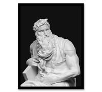 Artery8 Michelangelo Buonarroti Framed Wall Art Print Moses Sculpture Statue in Black | Size: A3 Artery8 Black A3