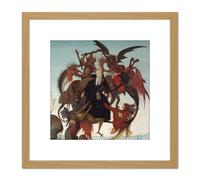 Artery8 Michelangelo Buonarroti The Torment Of Saint Anthony Cropped 8X8 Inch Square Wooden Framed Wall Art Print Picture with Mount in Light Oak Artery8 Light Oak
