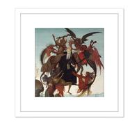 Artery8 Michelangelo Buonarroti The Torment Of Saint Anthony Cropped 8X8 Inch Square Wooden Framed Wall Art Print Picture with Mount in White Artery8 White