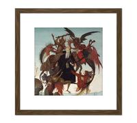 Artery8 Michelangelo Buonarroti The Torment Of Saint Anthony Cropped 8X8 Inch Square Wooden Framed Wall Art Print Picture with Mount in Brown Artery8 Brown