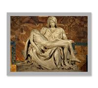 Artery8 Michelangelo Pieta 1499 Painting A4 Artwork Framed Wall Art Print in Light Grey Artery8 Light Grey