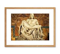Artery8 Michelangelo Pieta 1499 Renaissance Marble Sculpture of Mary Holding Jesus's Dead Body Framed Wall Art Print Picture 12X16 inch in Light Oak Artery8 Light Oak