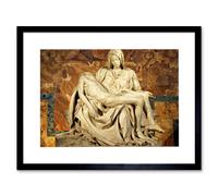 Artery8 Michelangelo Pieta 1499 Renaissance Marble Sculpture of Mary Holding Jesus's Dead Body Framed Wall Art Print Picture 12X16 inch in Black Artery8 Black