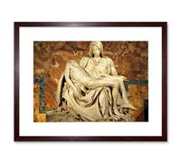 Artery8 Michelangelo Pieta 1499 Renaissance Marble Sculpture of Mary Holding Jesus's Dead Body Framed Wall Art Print Picture 12X16 inch in Brown Artery8 Brown
