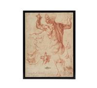Artery8 Michelangelo Studies For The Libyan Framed Canvas Wall Art Print in Beige | Size: W12" x H16" Artery8 Beige W12" x H16"