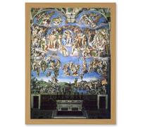 Artery8 Michelangelo The Last Judgement 1541 Old Master Painting Artwork Framed Wall Art Print A4 in Light Oak Artery8 Light Oak