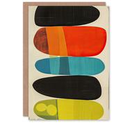 Artery8 Mid Century Modern Abstract Colour Shades Birthday Art Card Artery8 Multicolor