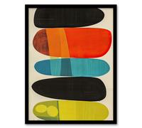 Artery8 Mid Century Modern Abstract Colour Shades Framed Art Print | Size: W12" x H16" Artery8 Multicolor W12" x H16"
