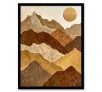 Artery8 Mid Century Modern Nevada Mountains Sunset Living Room Artwork Framed Wall Art Print A4