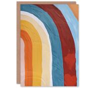 Artery8 Greeting Card Mid Century Modern Rainbow Painting Abstract Boho Blank For Him Or Her Art Birthday Card