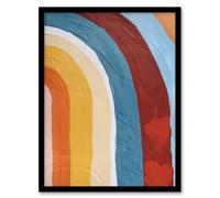 Artery8 Mid Century Modern Rainbow Painting Abstract Boho Framed Art Print | Size: A4 Artery8 Multicolor A4