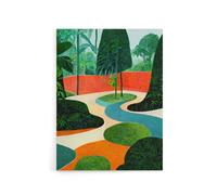 Artery8 Mid Century Style Abstract Garden Canvas Wall Art Print | Size: W24" x H32" Artery8 Multicolor W24" x H32"
