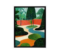 Artery8 Mid Century Style Abstract Garden Framed Canvas Wall Art Print | Size: W12" x H16" Artery8 Multicolor W12" x H16"