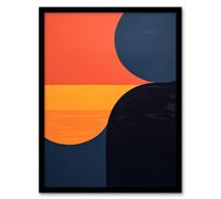 Wall Art Print Midnight Blue And Pumpkin Abstract Risograph Black Orange Red Coral Bold Vibrant Painting Artwork Art Framed Artery8 Black A4