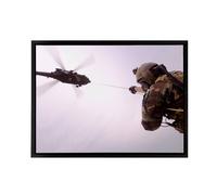Artery8 Military Afghan Army UH 60 Hawk Helicopter Framed Canvas Wall Art Print in Grey | Size: W24" x H32" Artery8 Grey W24" x H32"