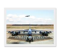 Military Air Plane Strategic Bomber Jet B52 Stratofortress Ammo Loadout Artwork Framed Wall Art Print A4 Artery8 White One Size