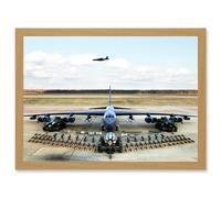 Military Air Plane Strategic Bomber Jet B52 Stratofortress Ammo Loadout Artwork Framed Wall Art Print A4 Artery8 Light Oak One Size