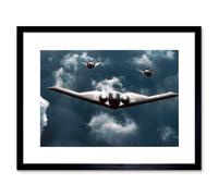 Wee Blue Coo Military Air Plane B-2 Spirit Bomber F-117 Nighthawk Stealth Art Framed Wall Art Print