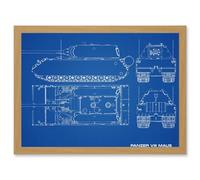 Artery8 Military Panzer VIII Maus Super-Heavy Tank Blueprint Plan Artwork Framed Wall Art Print A4