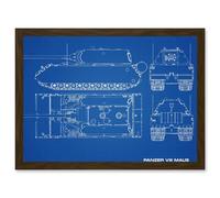 Artery8 Military Panzer VIII Maus Super-Heavy Tank Blueprint Plan Artwork Framed Wall Art Print A4