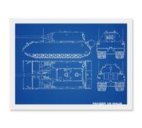 Artery8 Military Panzer VIII Maus Super-Heavy Tank Blueprint Plan Artwork Framed Wall Art Print A4