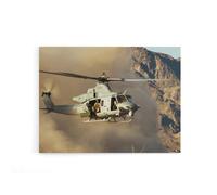 Artery8 Military USA Marines Helicopter UH 1Y Venom Canvas Wall Art Print in Brown | Size: W12" x H16" Artery8 Brown W12" x H16"