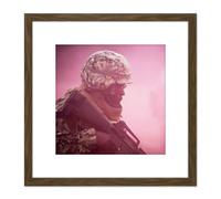Artery8 Military USA Naval Mobile Construction Battalion Photo 8X8 Inch Square Wooden Framed Wall Art Print Picture with Mount in Brown Artery8 Brown
