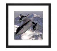 Artery8 Military USA USAF SR-71B Blackbird Aircraft Photo 8X8 Inch Square Wooden Framed Wall Art Print Picture with Mount in Black Artery8 Black