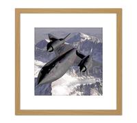 Artery8 Military USA USAF SR-71B Blackbird Aircraft Photo 8X8 Inch Square Wooden Framed Wall Art Print Picture with Mount in Light Oak Artery8 Light Oak