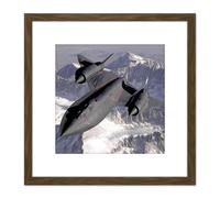 Artery8 Military USA USAF SR-71B Blackbird Aircraft Photo 8X8 Inch Square Wooden Framed Wall Art Print Picture with Mount in Brown Artery8 Brown