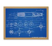 Artery8 Military V-2 Rocket Aggregat 4 Ballistic Missile Blueprint Plan Artwork Framed Wall Art Print A4