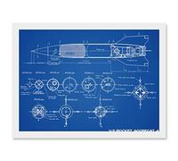 Artery8 Military V-2 Rocket Aggregat 4 Ballistic Missile Blueprint Plan Artwork Framed Wall Art Print A4