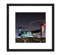 Artery8 Miltary USA Navy V-22 Osprey Tritrotor Aircraft Photo 8X8 Inch Square Wooden Framed Wall Art Print Picture with Mount in Black Artery8 Black