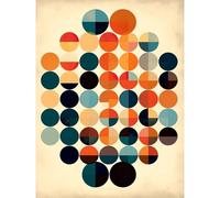Artery8 Minimalist Bauhaus Geometric Vintage Colourful Shapes Circles Extra Large XL Wall Art Poster Print