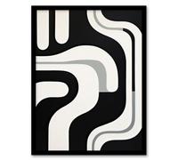 Artery8 Minimalist Curves Shapes Abstract Black White Geometric Wall Art Print - A4 Size