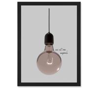 Artery8 Minimalist French Illustration of a Retro Peach Pink Light Bulb Ceci Est Une Ampoule Artwork Framed Wall Art Print A4 in Black Artery8 Black