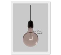 Artery8 Minimalist French Illustration of a Retro Peach Pink Light Bulb Ceci Est Une Ampoule Artwork Framed Wall Art Print A4