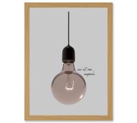 Minimalist French Illustration of a Retro Peach Pink Light Bulb Ceci Est Une Ampoule Artwork Framed Wall Art Print A4 Artery8 Light Oak One Size