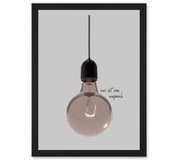 Artery8 Minimalist French Illustration Of A Retro Peach Pink Light Bulb Ceci Est Une Ampoule Wall Art Print - A4 Size