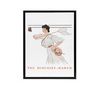 Artery8 Mischief Woman With Butterfly Net Framed Canvas Wall Art Print Vintage : Artwork Penfield 18x24 Playful vintage composition full of charm perfect for creative studio bedroom or living room