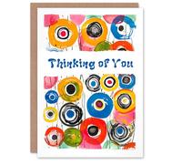 Artery8 Miss You Card Kandinsky Style Bright Colourful Abstract Circles Blank Arty Art All Occasion Greeting Card