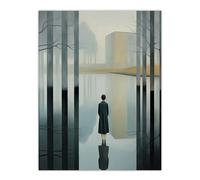 Artery8 Mist Reflection Surreal Landscape with Lone Woman Large Wall Art Poster Print Thick Paper 18X24 Inch