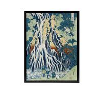Artery8 Mist Waterfall At Mount Kurokami Framed Canvas Wall Art Print Hokusai in Green | Size: W18" x H24" Artery8 Green W18" x H24"
