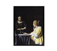 Artery8 Mistress & Maid Portrait Vermeer Black Framed Canvas Wall Art | Size: W18" x H24" Artery8 Black W18" x H24"