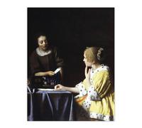 Artery8 Mistress & Maid Portrait Vermeer Vintage Wall Art Print Poster in Black | Size: W18" x H24" Artery8 Black W18" x H24"
