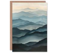 Artery8 Greeting Card Misty Morning Alps Aerial View Mountain Landscape Blank For Him Or Her Art Birthday Card