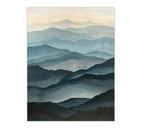 Artery8 Misty Morning Alps Aerial View Mountain Landscape Wall Art Print in Blue | Size: W12" x H16" Artery8 Blue W12" x H16"