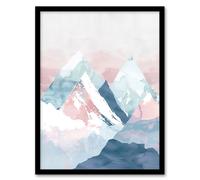 Artery8 Misty Morning Snowcapped Mountain Range Pastel Living Room Artwork Framed Wall Art Print A4