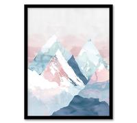 Artery8 Misty Morning Snowcapped Mountain Range Pastel Living Room Artwork Framed Wall Art Print A4
