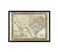 Artery8 Mitchell 1860 Map Texas County USA State Framed Canvas Wall Art Print in Beige | Size: W24" x H32" Artery8 Beige W24" x H32"